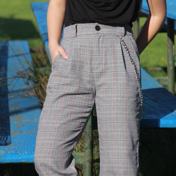 PLAID JOGGERS WITH CHAIN - Picture 8 of 8